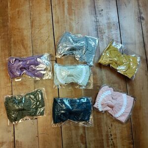 Baby girl headbands nylon pom bow green yellow maroon bundle 7 holiday new